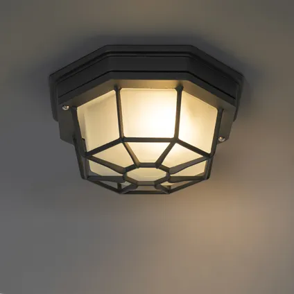QAZQA Landelijke plafondlamp donkergrijs IP44 - Bri S 8