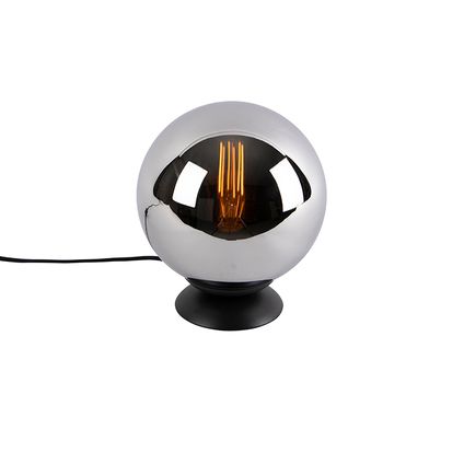 QAZQA Lampe de table art déco noir avec verre fumé - Pallon