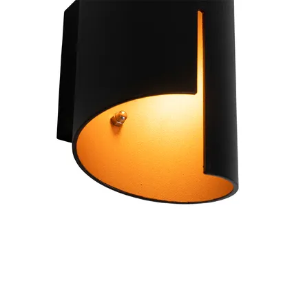 QAZQA Moderne wandlamp zwart met gouden binnenkant - Faldo 3