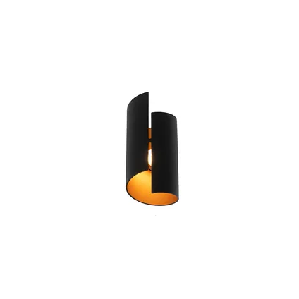 QAZQA Moderne wandlamp zwart met gouden binnenkant - Faldo 7