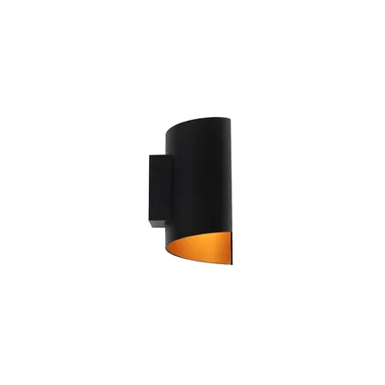 QAZQA Moderne wandlamp zwart met gouden binnenkant - Faldo 9