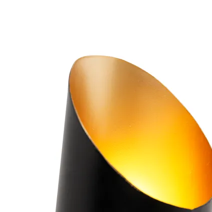QAZQA Wandlamp zwart met gouden binnenkant 2-lichts - Whistle 3