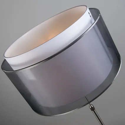 QAZQA Vloerlamp staal met zwart/witte kap 47 cm verstelbaar - Parte 5