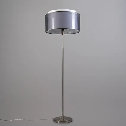 QAZQA Vloerlamp staal met zwart/witte kap 47 cm verstelbaar - Parte 6