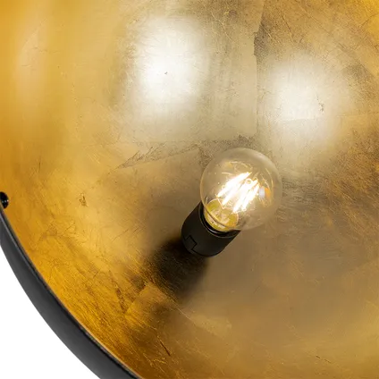 QAZQA Industriële vloerlamp zwart 50 cm met goud verstelbaar - Magnax 8