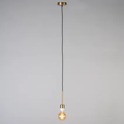 QAZQA Moderne hanglamp brons met zwarte kabel - Combi 1 3