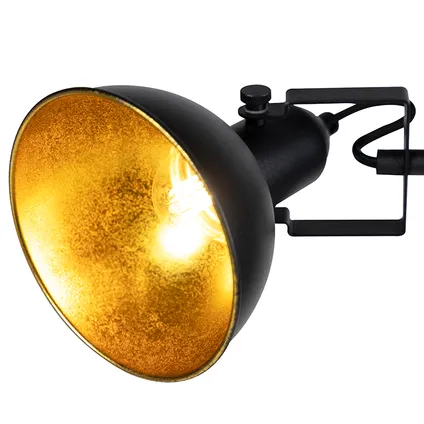 QAZQA Industriële vloerlamp zwart met goud 3-lichts - Tommy 3
