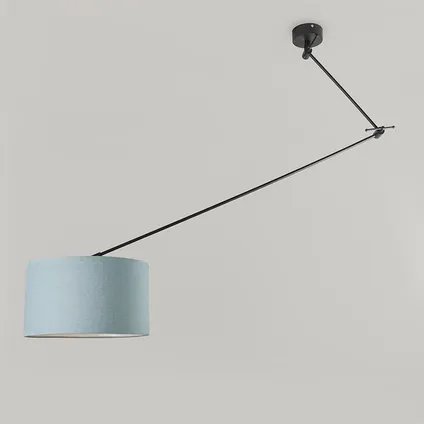 QAZQA Lampe suspendue noir avec abat-jour 35 cm bleu clair réglable - Blitz I 2