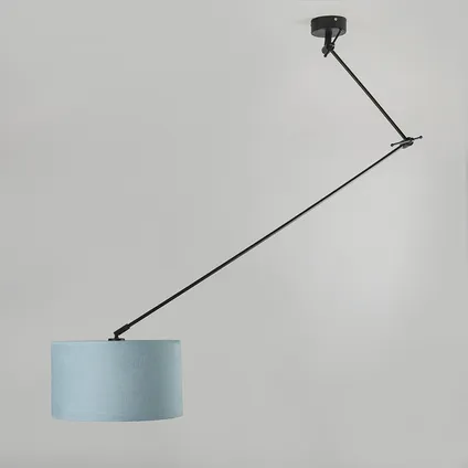 QAZQA Hanglamp zwart met kap 35 cm lichtblauw verstelbaar - Blitz I 3