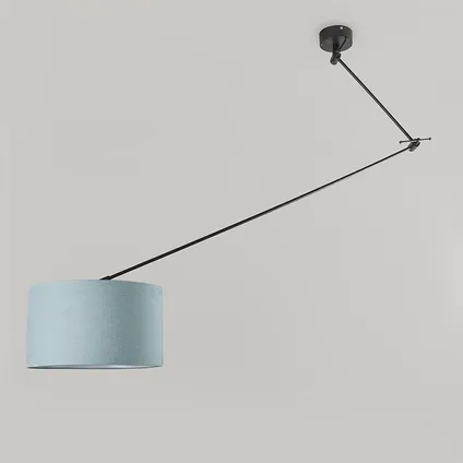 QAZQA Hanglamp zwart met kap 35 cm lichtblauw verstelbaar - Blitz I 9