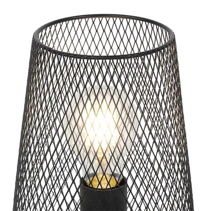 QAZQA Design tafellamp zwart met hout - Bosk 3