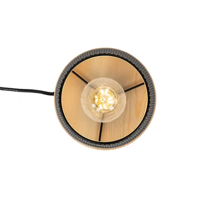 QAZQA Design tafellamp zwart met hout - Bosk 9