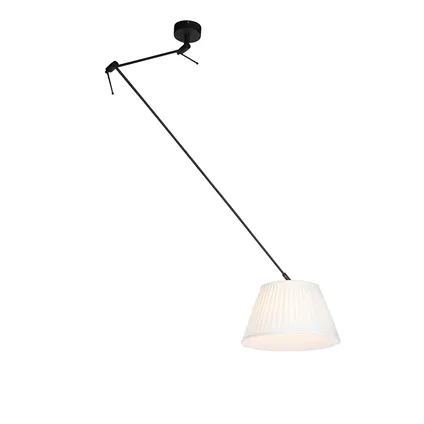 QAZQA Hanglamp met plisse kap 35cm crème - Blitz I zwart