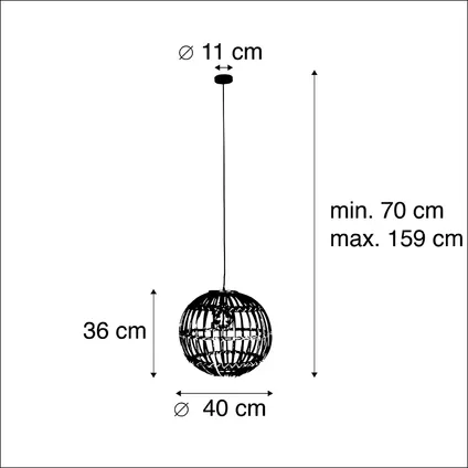 QAZQA Landelijke hanglamp bamboe 40 cm - Cane 4