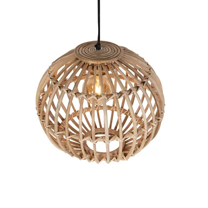 QAZQA Landelijke hanglamp naturel bamboe - Cane Ball 40 8