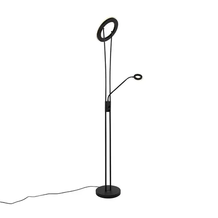 QAZQA Moderne vloerlamp zwart incl. LED met leesarm - Divine 6