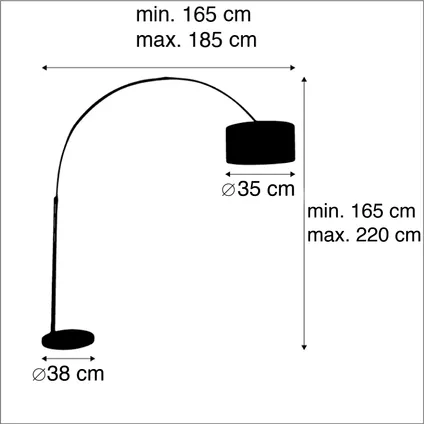 QAZQA Lampe à arc en acier avec abat-jour 35/35/20 bleu réglable 5