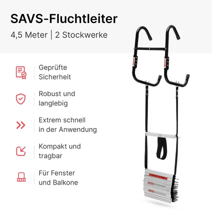 SAVS ESC-450 Vluchtladder 4,5 meter - 2 verdiepingen - Brandtrap - Noodladder 2