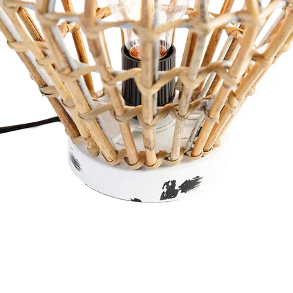 QAZQA Landelijke tafellamp bamboe met wit - Canna Diamond 7