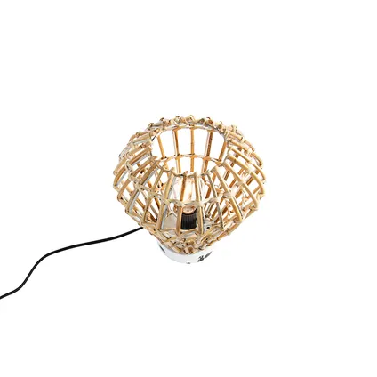 QAZQA Landelijke tafellamp bamboe met wit - Canna Diamond 9