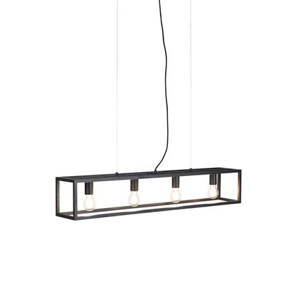 QAZQA Lampe à suspension industrielle intelligente noire incl.4 WiFi A60 - Cage 4