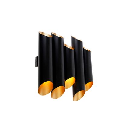 QAZQA Applique noire avec intérieur doré 10 lumières - Whistle