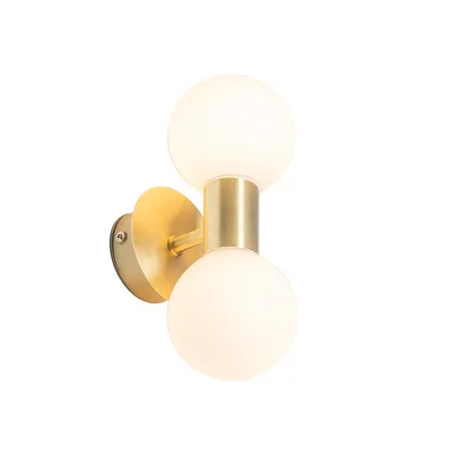 QAZQA Moderne wandlamp goud IP44 2-lichts - Cederic 8