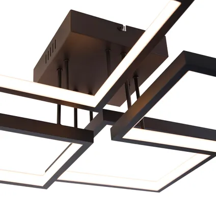QAZQA Plafondlamp zwart incl. LED 3 staps dimbaar 4-lichts - Lejo 7