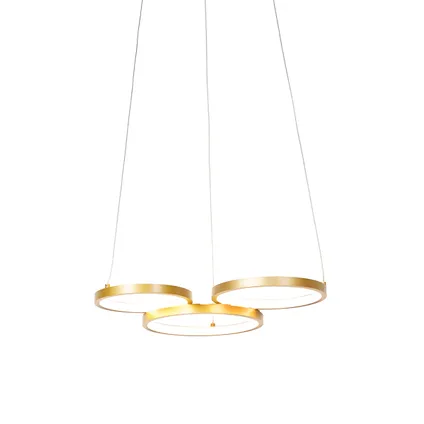 QAZQA Lampe à suspension dorée avec LED 3-step dimmable 3-light - Rondas