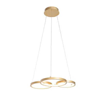 QAZQA Lampe à suspension dorée avec LED 3-step dimmable 3-light - Rondas 3