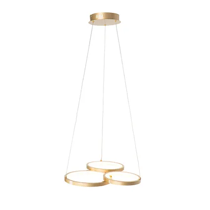 QAZQA Lampe à suspension dorée avec LED 3-step dimmable 3-light - Rondas 10