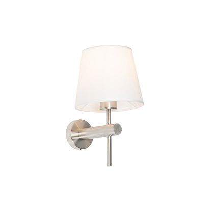 QAZQA Moderne wandlamp wit met staal - Pluk