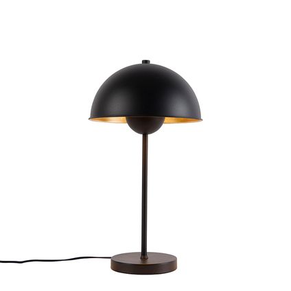 QAZQA Lampe de table rétro noire avec or - Magnax