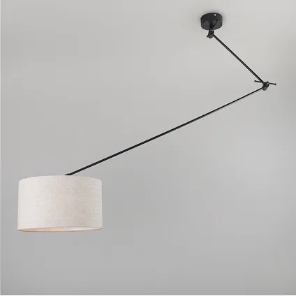 QAZQA Lampe suspendue noir avec abat-jour 35 cm gris clair réglable - Blitz I 2