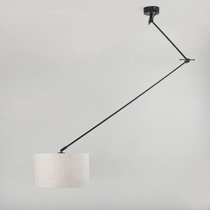 QAZQA Lampe suspendue noir avec abat-jour 35 cm gris clair réglable - Blitz I 3
