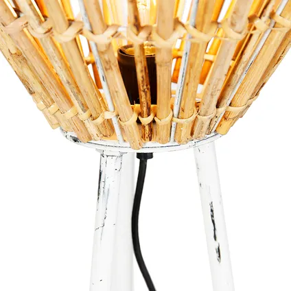 QAZQA Landelijke vloerlamp tripod bamboe met wit - Canna Diamond 3