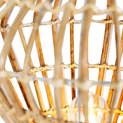 QAZQA Landelijke vloerlamp tripod bamboe met wit - Canna Diamond 7