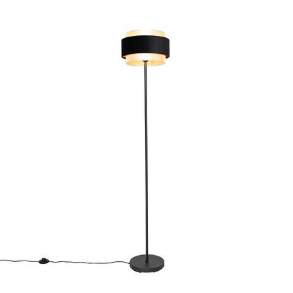 QAZQA Lampadaire moderne noir avec or - Elif