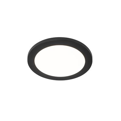 QAZQA Plafonnière zwart 22,5 cm rond incl. LED 3-staps dimbaar - Steve