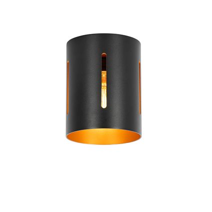 QAZQA Design plafondlamp zwart met gouden binnenkant - Yana