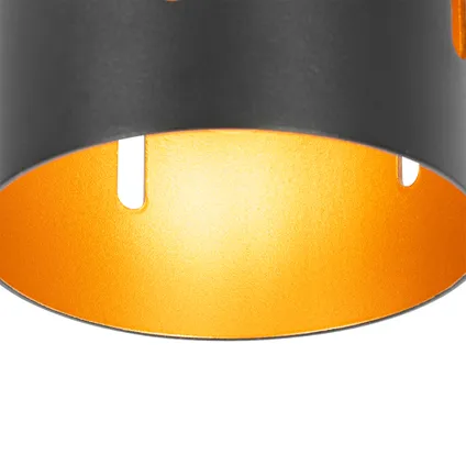 QAZQA Design plafondlamp zwart met gouden binnenkant - Yana 3