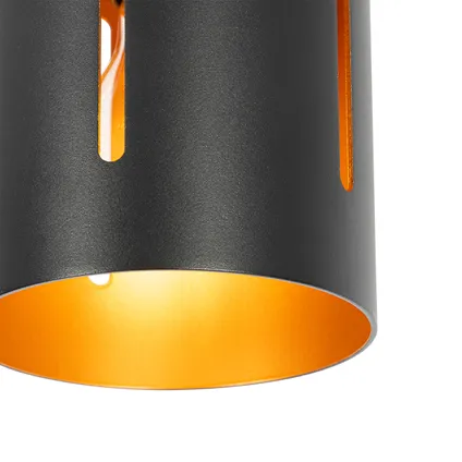 QAZQA Design plafondlamp zwart met gouden binnenkant - Yana 5