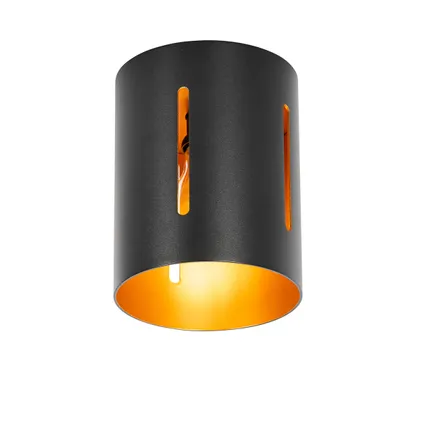 QAZQA Design plafondlamp zwart met gouden binnenkant - Yana 7
