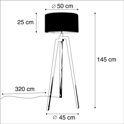 QAZQA Vloerlamp tripod zwart met kap vlinder dessin 50 cm - Puros 4