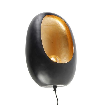 QAZQA Design wandlamp zwart met gouden binnenkant 46 cm - Cova
