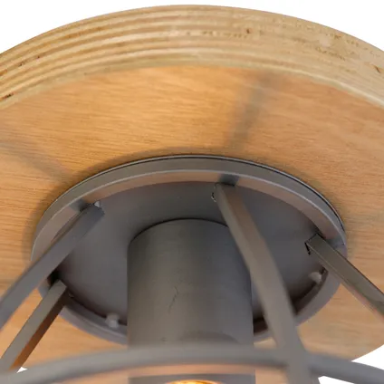 QAZQA Smart plafondlamp donkergrijs met hout incl. WiFi E27 - Arthur 5