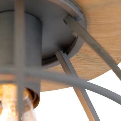 QAZQA Smart plafondlamp donkergrijs met hout incl. WiFi E27 - Arthur 7