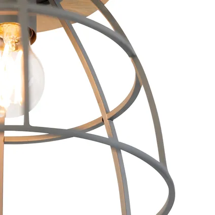 QAZQA Smart plafondlamp donkergrijs met hout incl. WiFi E27 - Arthur 8