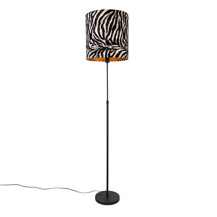 QAZQA Vloerlamp zwart kap zebra dessin 40 cm verstelbaar - Parte