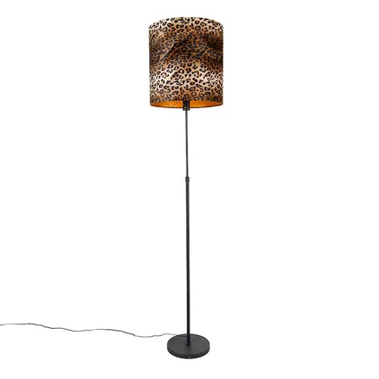 QAZQA Vloerlamp zwart kap luipaard dessin 40 cm - Parte